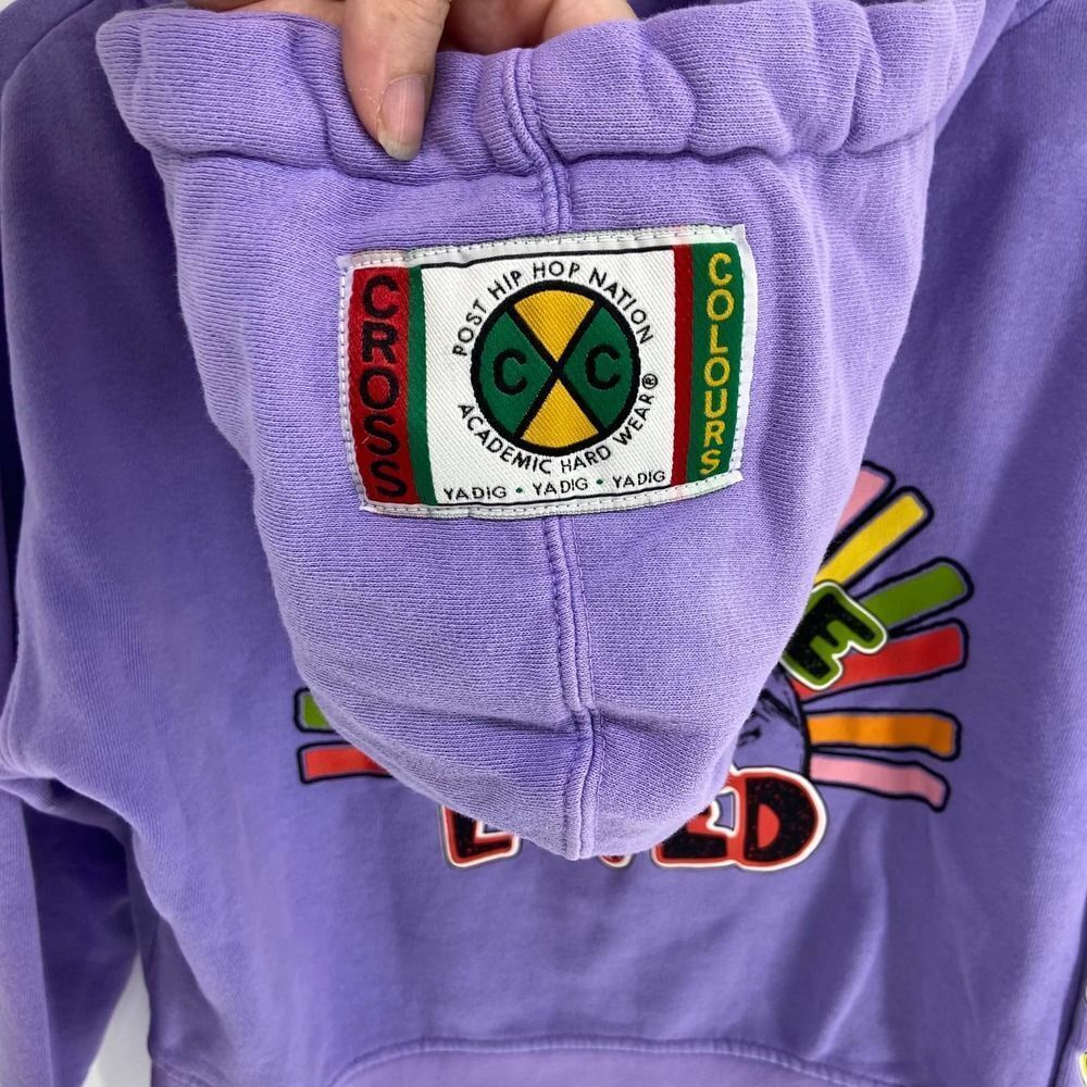 Cross Colors Black Lives Are Loved Purple Graphic Cropped Hooded Sweatshirt XS - Picture 2 of 7